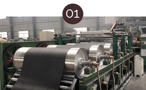 Calandrado de capa de respaldo y capa intermedia, acondicionamiento por 24h-48h.